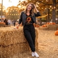 thumbnail image 4 of Textilo Halloween Print T-Shirt for Women Raglan Short Sleeve V-Neck Shirt Witch Graphic Tshirts Halloween Funny Spooky Season Vintage Tee, 4 of 8