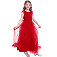 thumbnail image 3 of IBTOM CASTLE Flower Little Big Girls Maxi Dress Bridesmaid Wedding Pageant Party Princess Communion Floral Boho Vintage Lace Dance Gown 6-7 Years Red, 3 of 8