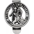 thumbnail image 2 of Visière Ronde de Protection de Voyage 1 7/16 Pouces Ton Argent Saint Christophe, 2 of 3
