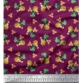 thumbnail image 1 of Soimoi Pink Moss Georgette Fabric Peach Floral & Pineapple Fruits Print Fabric by The Yard 42 Inch Wide, 1 of 1