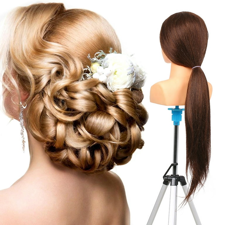 Nishore 70% Human Hair Mannequin Head For Braiding Manikin Head For  Hairdresser Professional Cosmetology Dummy Head 