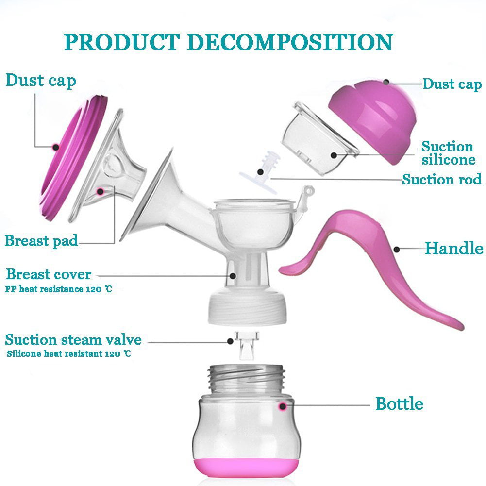 Bumblebee Manual Breast Pump with 2 Pack Breastfeeding Milk Saver Pink Star &Heart Stopper& lid in Gift Box Breastpump 100% Food Grade Silicone bpa PVC and Phthalate Free