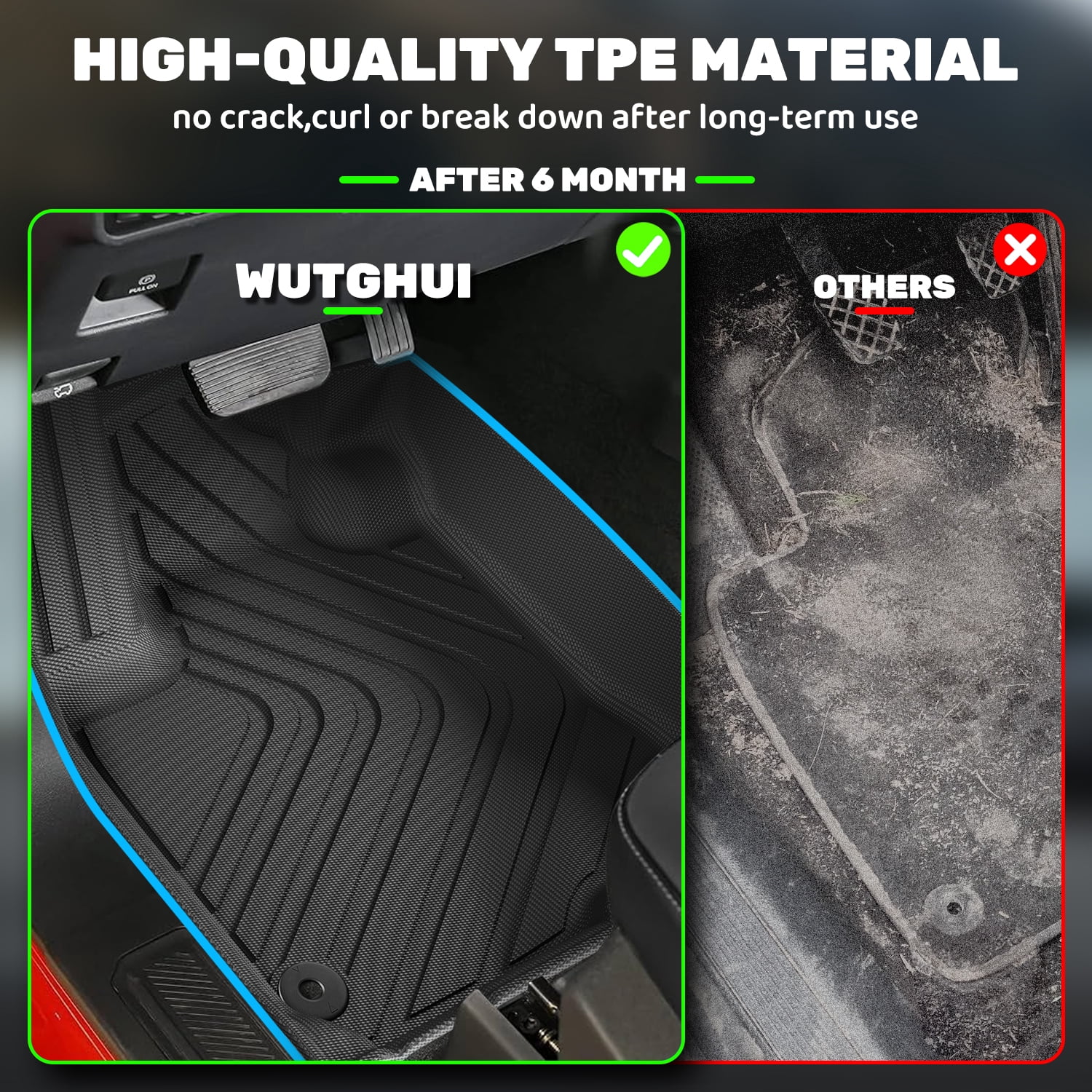 WUTGHUI TPE All Weather Floor Mats for Honda HRV 2026 2025 2024 2023 (Include Hybrid & Sport/LX/EX-L) & Acura ADX 2025