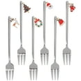 thumbnail image 4 of CIMAXIC christmas 6pcs Christmas Flatware Stainless Steel Flatware Set Decorative Dessert Forks for Fruit Appetizers and Serving Christmas Tableware for Holiday Parties,5.31"X0.94"X0.2", 4 of 5