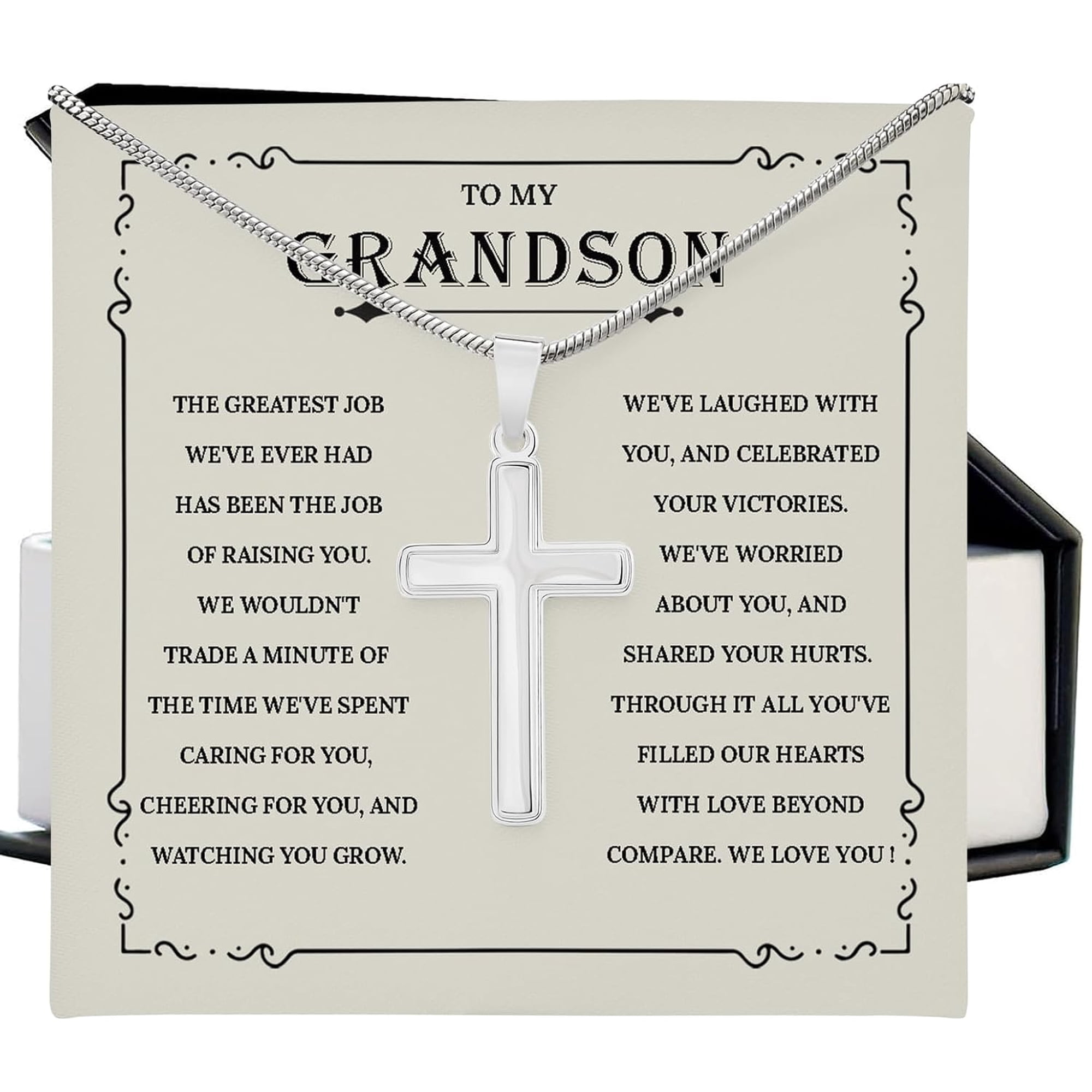 Grandson Cross Necklace Graduation From Grandparents, Multi Cross Necklace