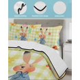 thumbnail image 3 of Full Size Quilt Bedding Set, Spring Easter Reversible Summer Quilt 3 Pieces, Yellow Plaid Bunny Colorful Eggs Floral Lightweight Bedspreads Coverlets with 2 Pillow Shams for All Seasons, 3 of 5