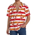 thumbnail image 3 of Naloa Red Lobster Men's Loose Fit Cuban Collar Short-Sleeve Shirt with Button-down and Chest Pocket for Everyday Wear Outings - Large, 3 of 7