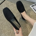 thumbnail image 2 of Fesfesfes Black Loafers for Women Round Toe Casual Comfortable Soft Sole Knit Breathable Shallow Mouth Shoes 38(6.5), 2 of 5
