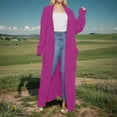 thumbnail image 2 of VISALY Long Cardigans Long Sleeve Cardigan Long Sweaters for Women Cardigan Open Front Plus Size Cable Knit Duster Cardigans Winter Coat Chunky Cardigan Sweaters Cardigan with Pockets Hot Pink L, 2 of 5