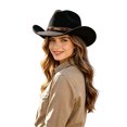 thumbnail image 3 of LILIYA Western Cowboy Hat for Women and Men, Classic Unisex Wide Brim Shapeable Headwear with Decorative Belt Buckle, Lightweight Sun Protection Hat, 3 of 5