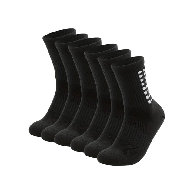 6 Pares Calceta Deportiva Antiderrapante Hombre Gym Pilates Unitalla Negro
