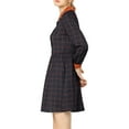 thumbnail image 5 of MODA NOVA Junior's Plaid Long Sleeve Point Collar a-Line Shirt Dress Navy Blue XL, 5 of 6