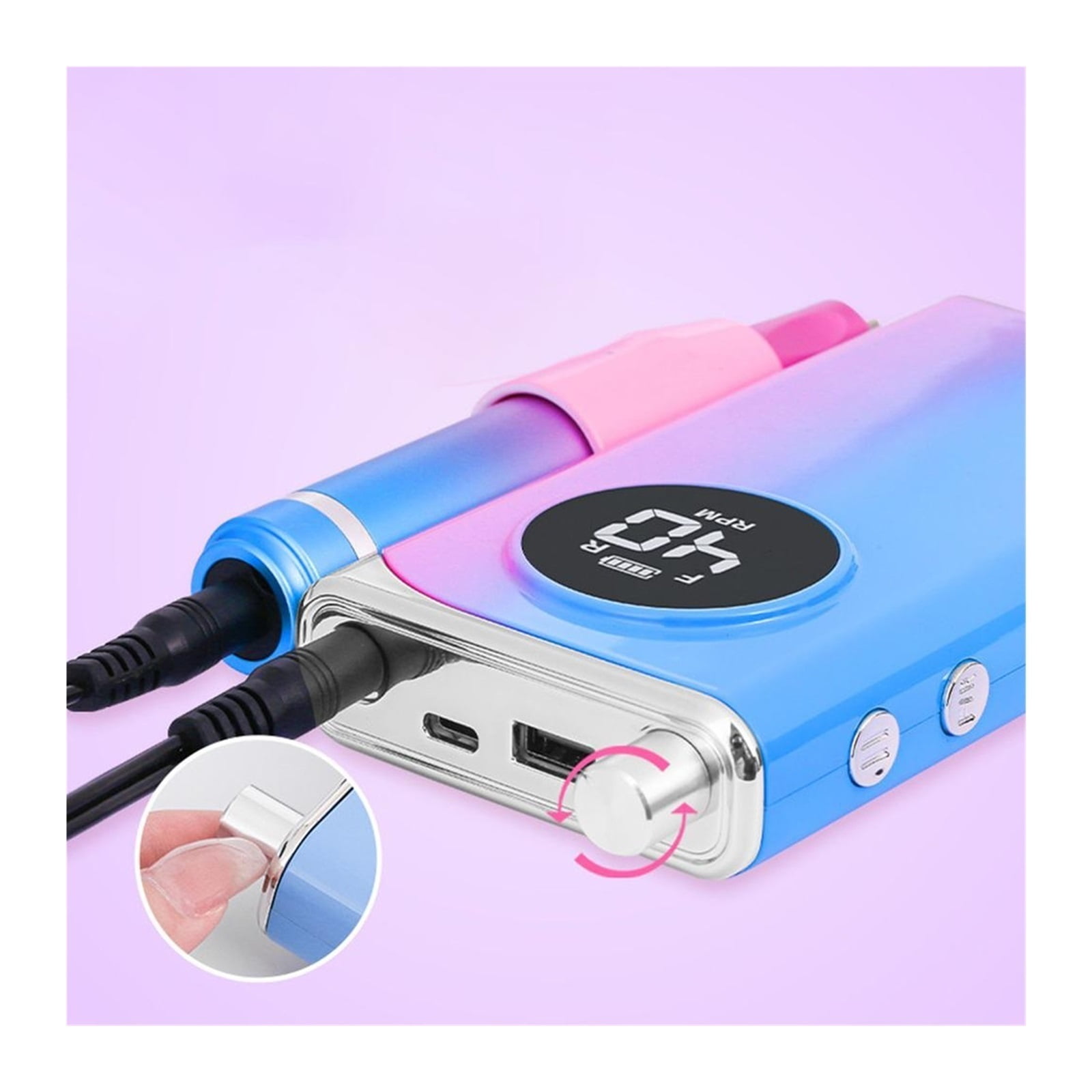 Electric Nail Drill Machine, 40000 Rpm Portable Professional Rechargeable Stable Low Noise Aluminum Alloy Nail Drills ,Low Noise