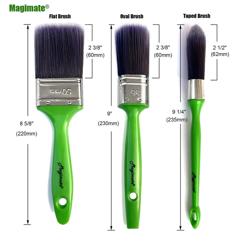 Magimate Flat Paint Brush Soft Bristle 3 inch Wide Wooden Stain Brush for  Walls, Furniture, Chalk and Fence, Utility Household Paint Brush