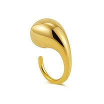 Elegant Water Drop Ring in Gold Tone Stainless Steel for Women Old Money Style Jewelry Elegant Sparkling Style