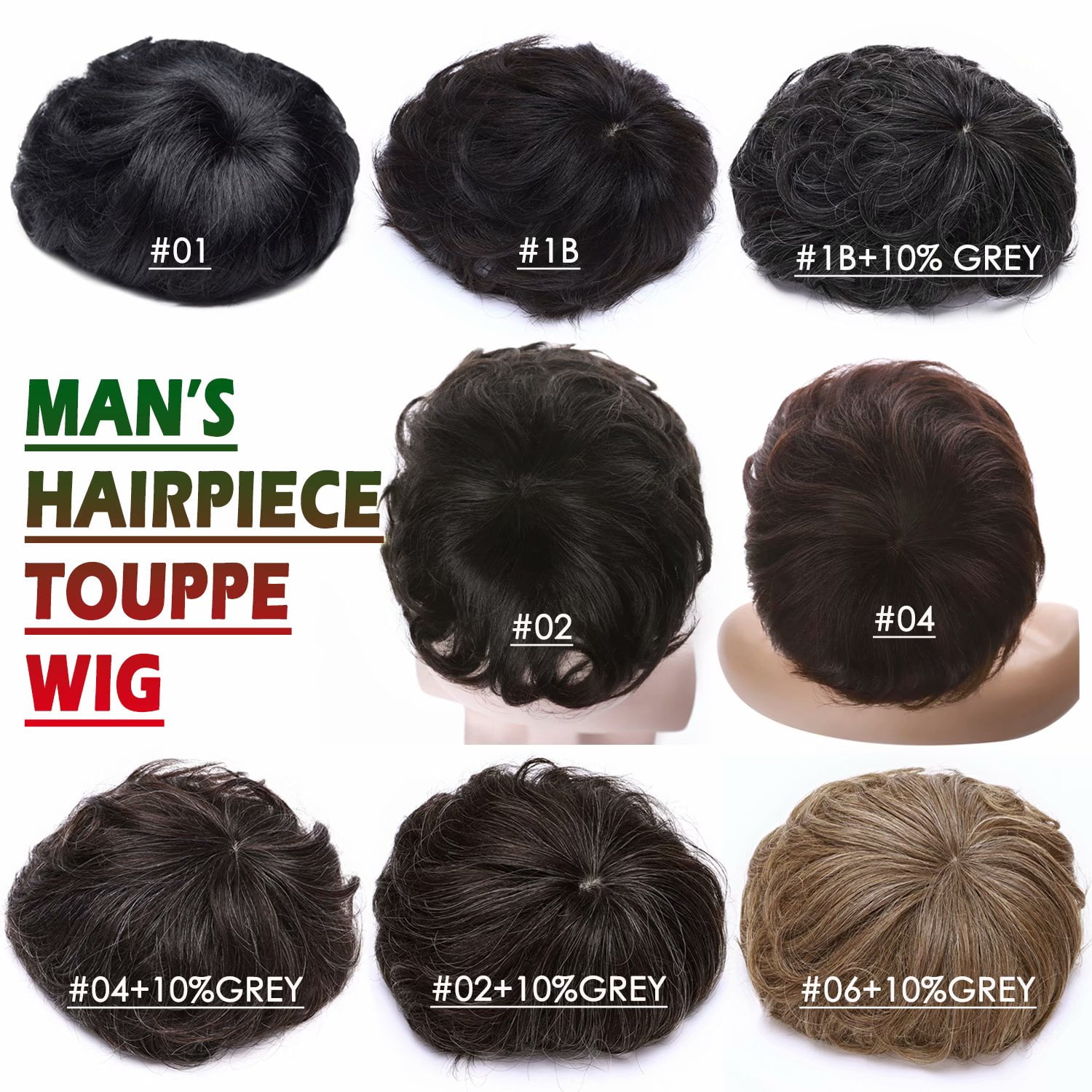 Benehair Mens Hair Loss Hair Wigs 100% Human Hair Toupee 100% Remy Human Hair Extensions Hairpiece Clip In 4" Grey US