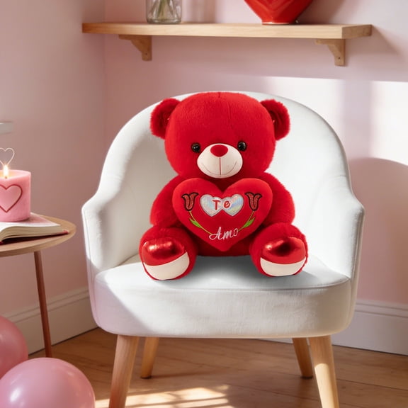 30cm Cute Red Stuffed Teddy Bear - Adorable Plush Toy Valentine's Day Gift for Girlfriend, Kids, Children's Birthday