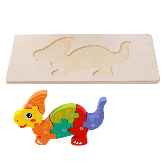 Rompecabezas de madera para niños, rompecabezas de dinosaurios, juego de combinación de formas, juguetes de animales en 3D Parasaurolophus