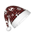 thumbnail image 2 of Haiem Plaid Reindeer Snowflakes Pattern Santa Hat Confortable Velvet Christmas Hat for Christmas Party Favors Fit for Adults and Kids, 2 of 6