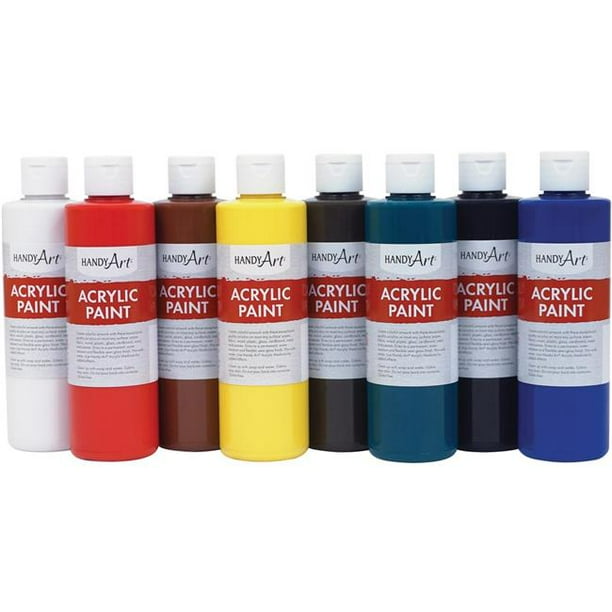 8 oz Acrylics Paint 8 Count, Assorted