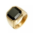 thumbnail image 5 of Red Black Agate Gold Silver Band Stainless Steel Men's Engagement Ring Size 7-13, 5 of 8