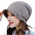 thumbnail image 2 of Women's Cotton Hat Thick Warm Windproof Simple Solid Color Beanie Hat, 2 of 6