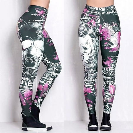 

lystmrge Mens Yoga Pants Lightweight Lounge Pants Yoga Scrub Pants Petite Womens Yoga Pants Petite with Pockets Women Fashion Skull Printed Skinny Slim High Waist Yoga Leggings Pants