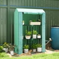 thumbnail image 2 of Outsunny Mini Serre avec Étagères à 3 Niveaux, Porte Enroulable, Vert, 2 of 10