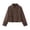 Brown, variant on Women's Cropped Trench Jacket Long Sleeve Collared Button up Coat with Flap Pockets and Elastic Hem Casual Outerwear