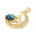 thumbnail image 2 of 10pcs Brass Micro Pave Clear Cubic Zirconia with Glass Pendants golden Cat Shape 24.5x22x4.5mm Hole: 4.5x2.5mm, 2 of 3
