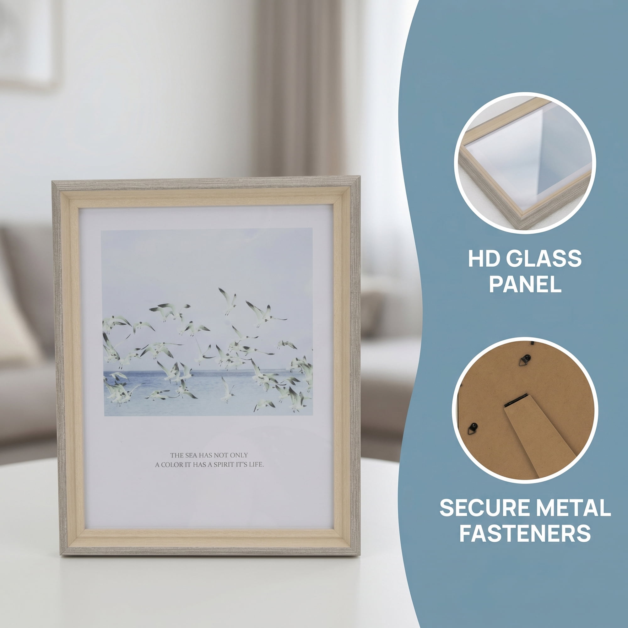 Unique Bargains Resin Picture Frame with HD Glass Vintage Wall Hanging Gray-Blue 4" x 6"