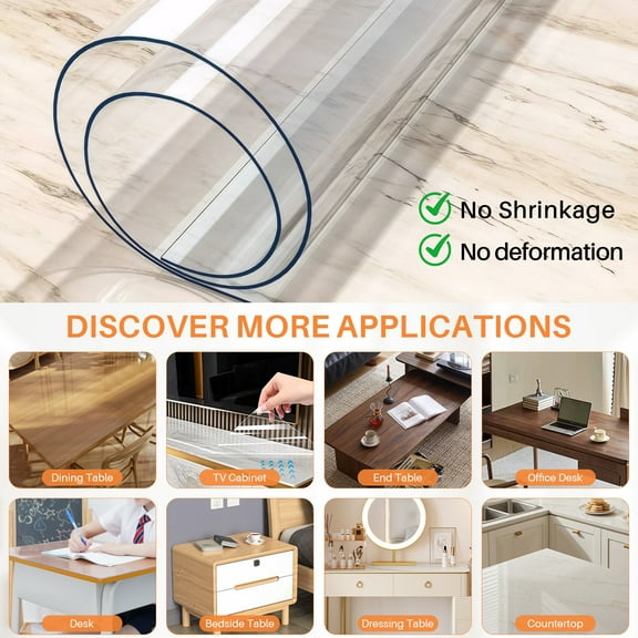 SHANNA Clear PVC Table Cover Protector Vinyl Desk Pad Mat Office Desk Blotter Mat for Office, Writing Desktop, Dresser, Dining Room Table