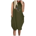 thumbnail image 1 of ICHUANYI Clearance The Fashion Women's Summer Plus Size Casual Loose Pocket Sexy Printed Dress(Army Green, M) ICHUANYI WER2023081502386, 1 of 3