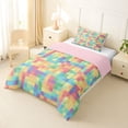 thumbnail image 2 of Erosebridal Colorful Plaid Grid Twin Comforter Sets for Girls, Pixelated Theme Miner Game Bedding Set, Pink Reversible, 1 Comforter and 1 Pillowcase, 2 of 6