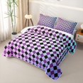 thumbnail image 3 of Manfei Minimalist Geometric Check Twin Quilt Set,Colorful Gradient Plaid Print Twin Coverlet Set,2-Piece,1 Bedspread and 1 Pillowcase, 3 of 7