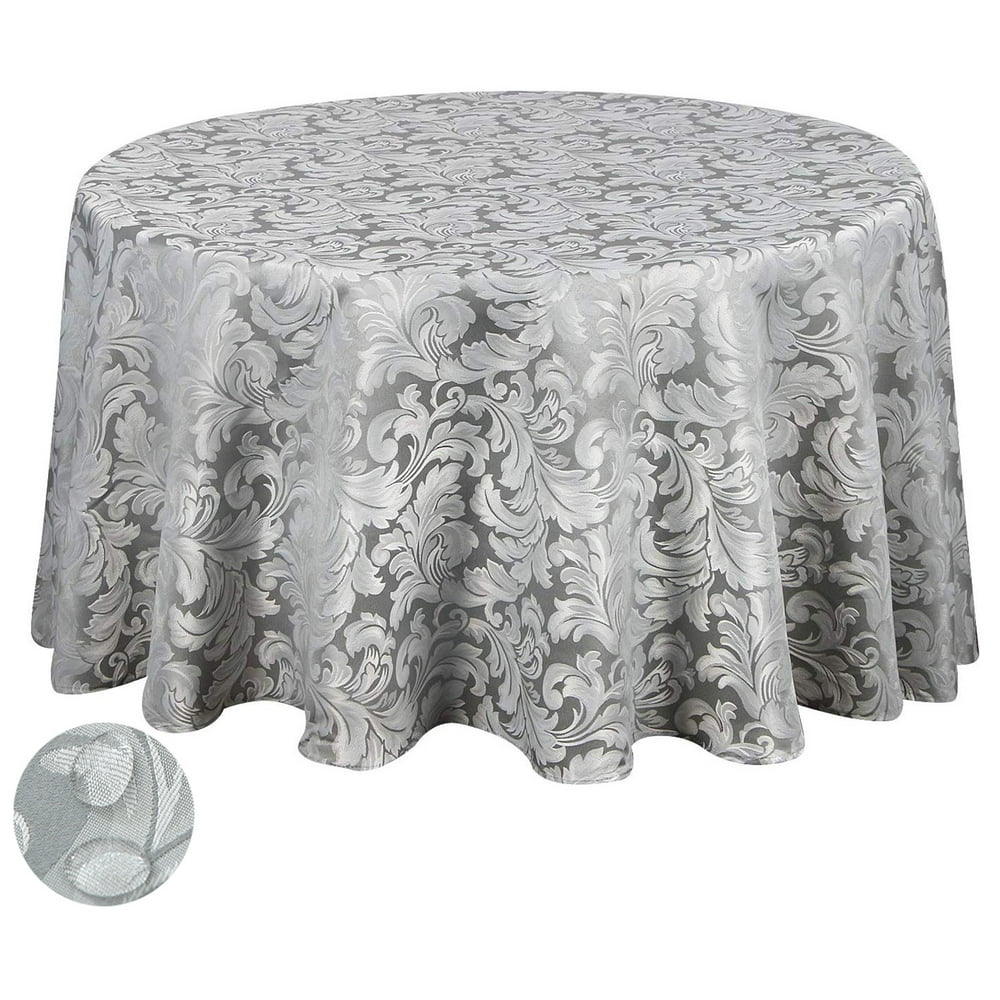 Tektrum Heavy Duty 90 inch Round Damask Jacquard Tablecloth Table Cover ...