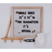 White Felt Letter Board 10x10 Inches 746 Letters Pre-Cut Black Letters. Changeable Letter Board with Stand Easel Changeable Message Board with Letters Office Business Sign Boards Home Decor Felt Board