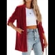 thumbnail image 2 of Cárdigan de Terciopelo de Larga para Mujer, Cuello de Solapa, Abertura Frontal, Suéter Vintage con Bolsillo. Vino Tinto XXL, 2 of 8