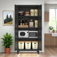 thumbnail image 6 of avobird 61'' 2 Shapely Doors Cabinet, Metal Storage Cabinet with Doors and Adjustable Shelves, for Bedroom, Living Room, Kitchen, Black, 6 of 7