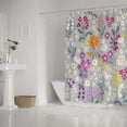 thumbnail image 2 of FREEAMG Spring Flowers, Grey Shower Curtain with 12 Hooks Polyester Fabric Waterproof Bath Curtain, 60x72 inch, 2 of 4
