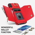 thumbnail image 6 of ShellTech for iPhone X/XS Case with Card Holder and Strap - Zipper Pocket,Crossbody Lanyard Strap,Credit Card Holder,Stand Ring,Cute Phone Wallet Case for Women,Red, 6 of 11