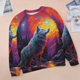 thumbnail image 6 of Colorful Lone Wolf Womens Casual Crewneck Sweatshirt Long Sleeve Tops Cute Pullover Loose Fit, 6 of 7
