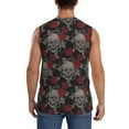 thumbnail image 4 of Uemuo Skull and Red Roses Pattern Men's Sleeveless T-Shirt,Muscle Athletic Tank Top, Moisture-wicking Quick-dry Breathable Classic Tee Top for Gym Run Outdoor Sports-, 4 of 8