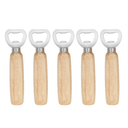 

5pcs Wooden Handle Bottle Opener Creative Portable Lifter Party Supplies Unique Beverage Lid Removal for Home Bar