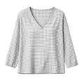 thumbnail image 7 of Nugftut Tops for Women Plaid V Neck Blouse Long Sleeve Loose Casual Shirts, 7 of 7