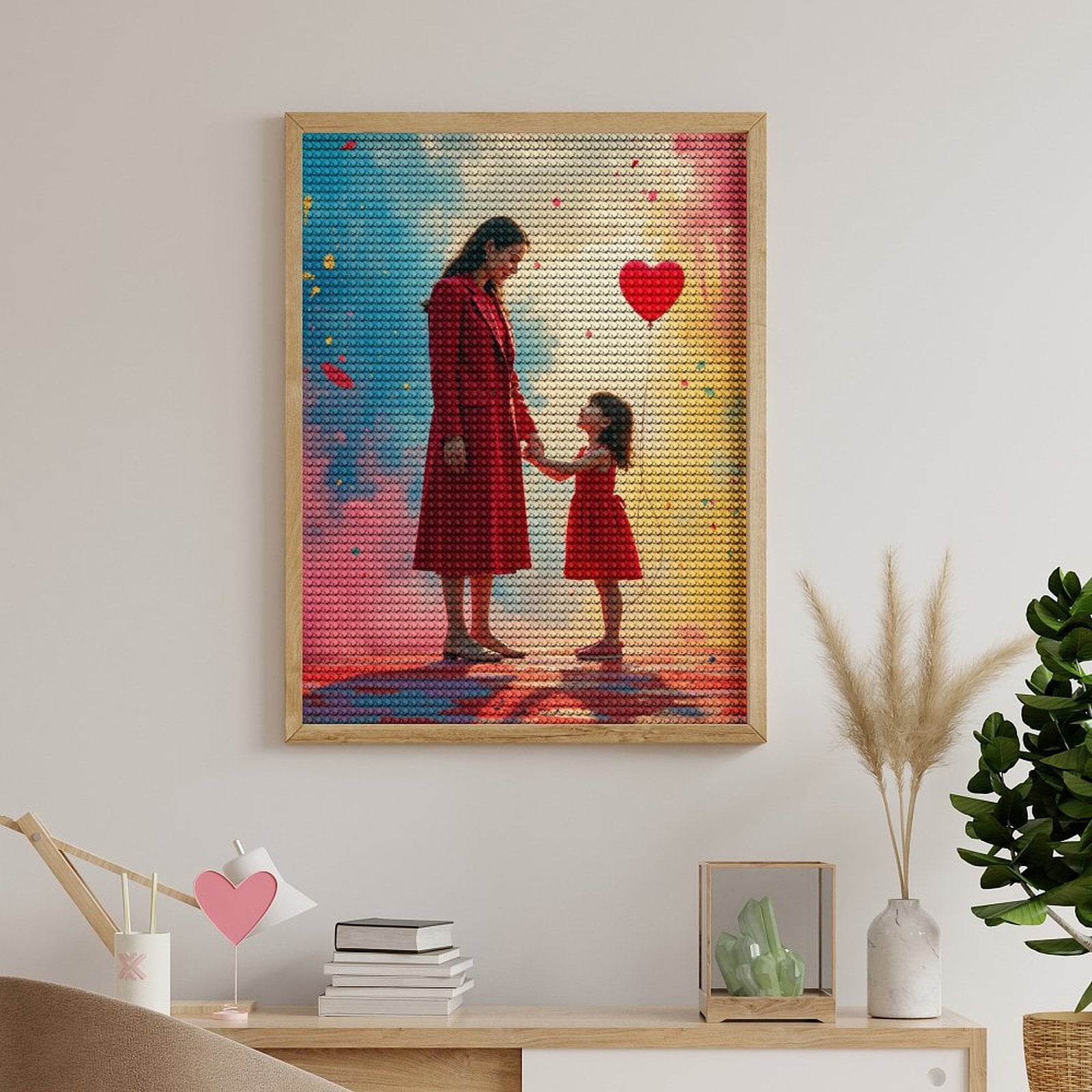 Diamond Art Kits for Adults, Mother Daughter Red Balloon Moment 5D Diamond Painting Kits for Adults Beginners, DIY Full Drill Diamond Painting, Gem Art and Crafts 12x16