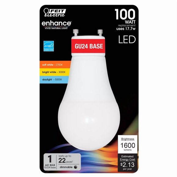 Bombilla LED Feit Electric A21, base GU24, 17,7 W, 1600 lúmenes