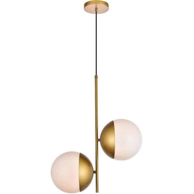 Living District 13 in 1-Light Pendant in Brass and Frosted White LD6042BR 