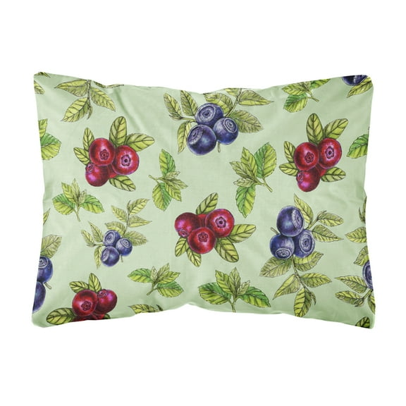 Carolines Treasures BB5208PW1216 Berries in Green Canvas Fabric Decorative Pillow, 12H x16W, multicolor