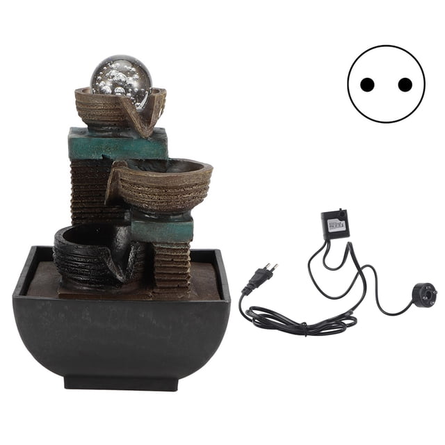 Unique Shape Designed LED Desktop Fountain, Waterproof Desktop Fountain, Quiet Submersible Pump For Home Office Type 9116 EU Plug 220V